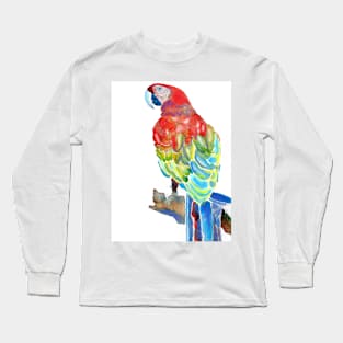 Macaw Watercolor Painting Rainbow Parrot Long Sleeve T-Shirt